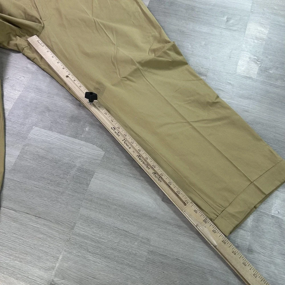 Brioni Pants Mens 40x28 Beige 100% Cotton Pleated Cuffed Dress Chino Italy